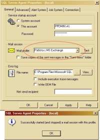 Рис. 9. Проверка почтового сеанса MAPI для SQLServerAgent