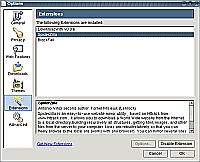 Диалог индивидуальных настроек каждого расширения