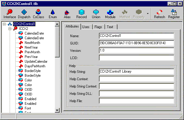Библиотека типов созданного элемента  ActiveX