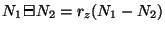 $N_1\mathop{\rlap{\hskip-1pt$\square$}\hbox{\rule[1mm]{1.9mm}{1pt}}}N_2=r_z(N_1-N_2)$
