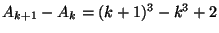 $ A_{k+1} - A_k =(k+1)^3-k^3+2$