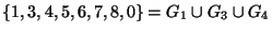 $ \{1,3,4,5,6,7,8,0\}=G_1\cup G_3 \cup G_4$