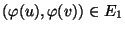 $ (\varphi (u),\varphi (v))\in E_1$