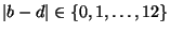 $ \vert b-d\vert\hph\in\{0,1,\dots,12\}$