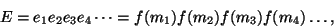 \begin{displaymath}Е = e_1e_2e_3e_4\dots = f(m_1) f(m_2) f (m_3) f (m_4) \dots,\end{displaymath}