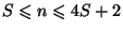 $ S\leq n \leq 4S+2 $