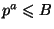 $ p^a\leq B $